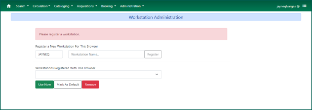 Workstation registration