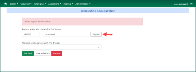 Enter a unique workstation name and click Register