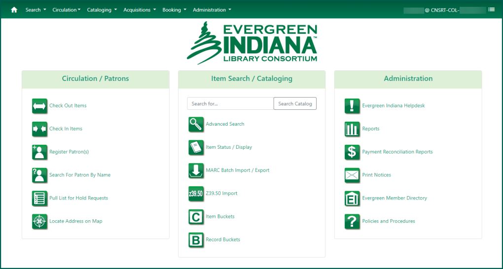 Image of Evergreen Indiana home page