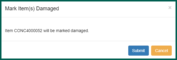 Confirm marking the item(s) damaged