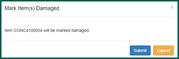 Confirm marking the item(s) damaged