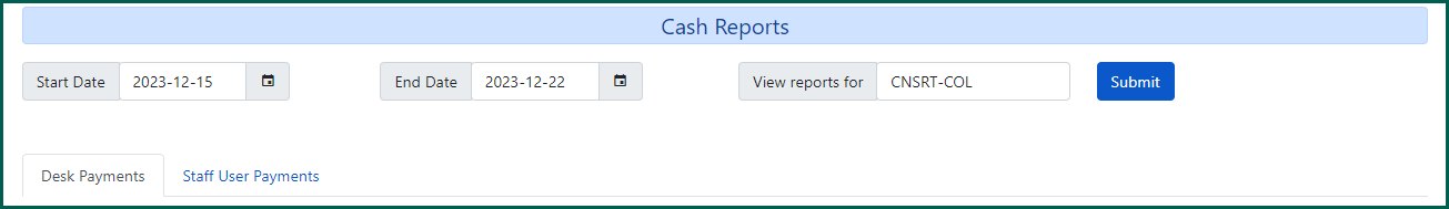 Date range and library selector