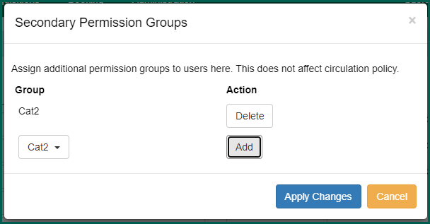 Arrow pointing to Secondary Groups button.