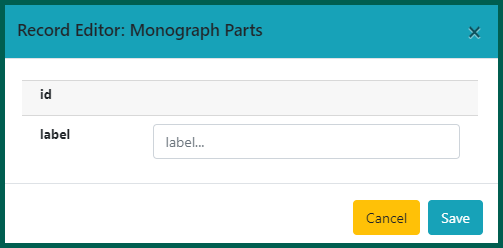 image of the part record editor modal