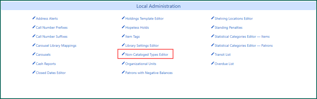 Click on Non-Cataloged Types Editor