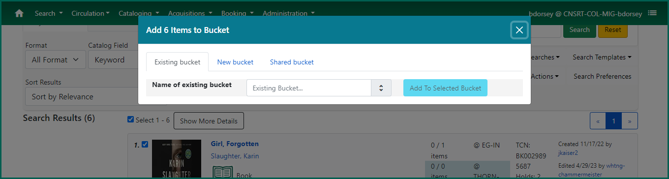 Select an existing bucket or create a new one on-the-fly