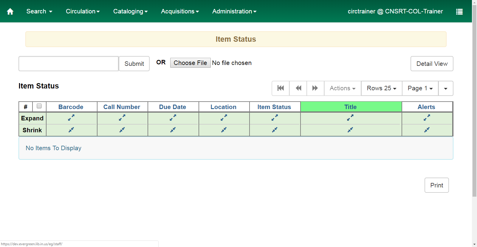 Use the arrows to expand or shrink the width of visible columns