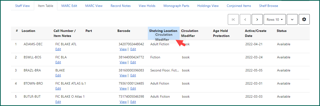 Drag and drop column labels to move columns left and right