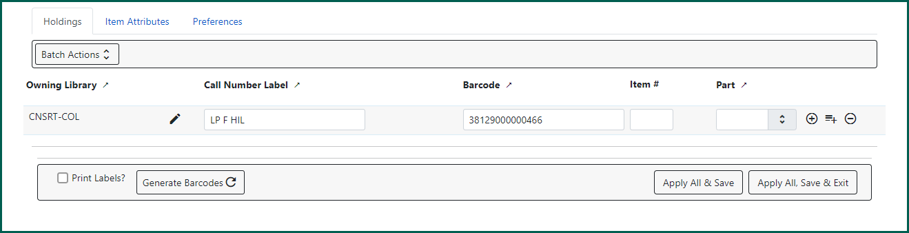 Image of the Holdings tab of the Holdings Editor with preferences selected