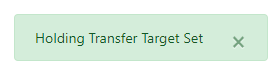 Toast message says Holding Transfer Target Set
