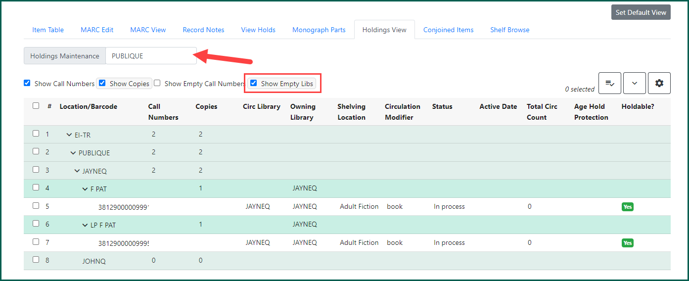 View the system level using the library selector drop down