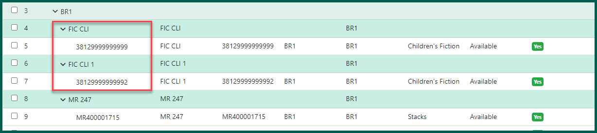 See the call number and barcode rows in the Holdings View