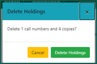 Select Delete Call Numbers and Items from the Actions menu