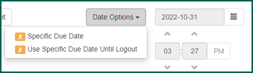 Click Date Options to select the type of special due date