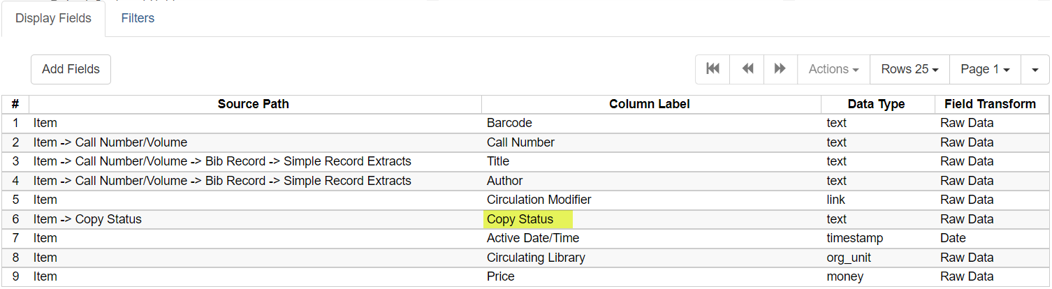 Column label now says Copy Status.